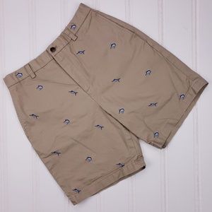Brooks Brothers Boys Shorts 18 Tan Repeating Fish